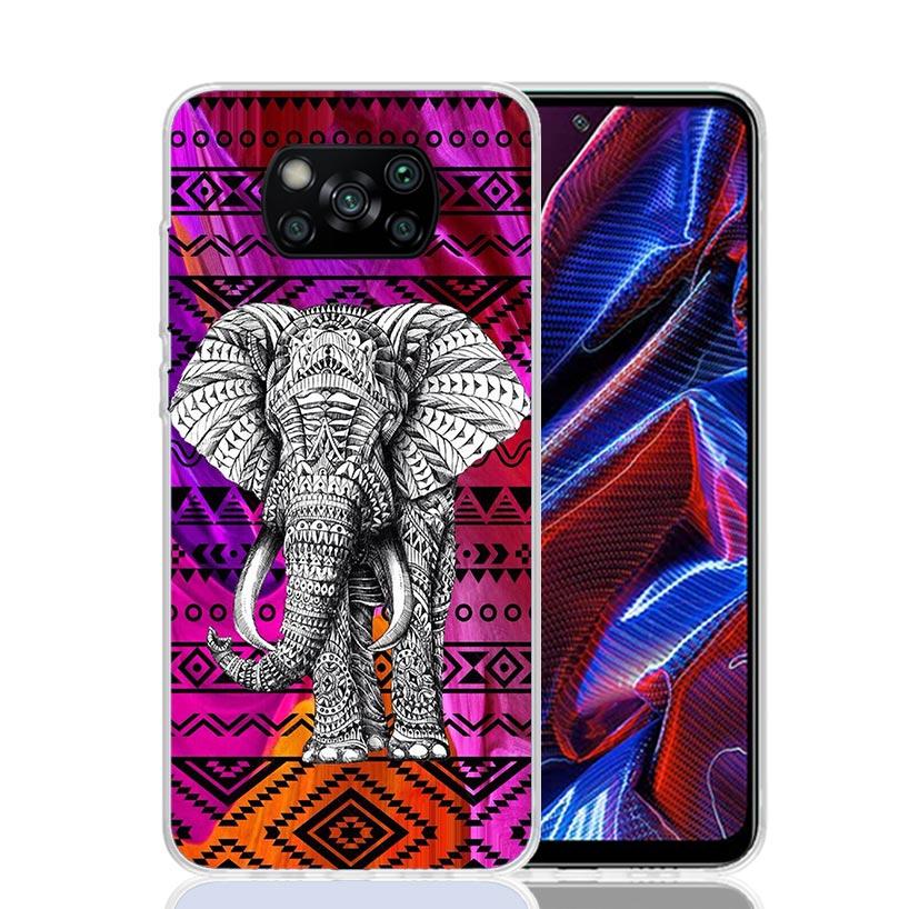 Чехол для телефона с мандалой слона в ацтекском стиле для Xiaomi Poco X7 X6 X5 Pro F7 Ultra Redmi 15C 15 13 13C 12 12C 10 10A 10C 9 9A 9C 9T Cover P