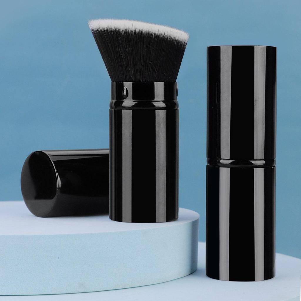Compact Retractable Travel Powder Brush - Soft Makeup Tool for Blush and Beauty Touch-Ups