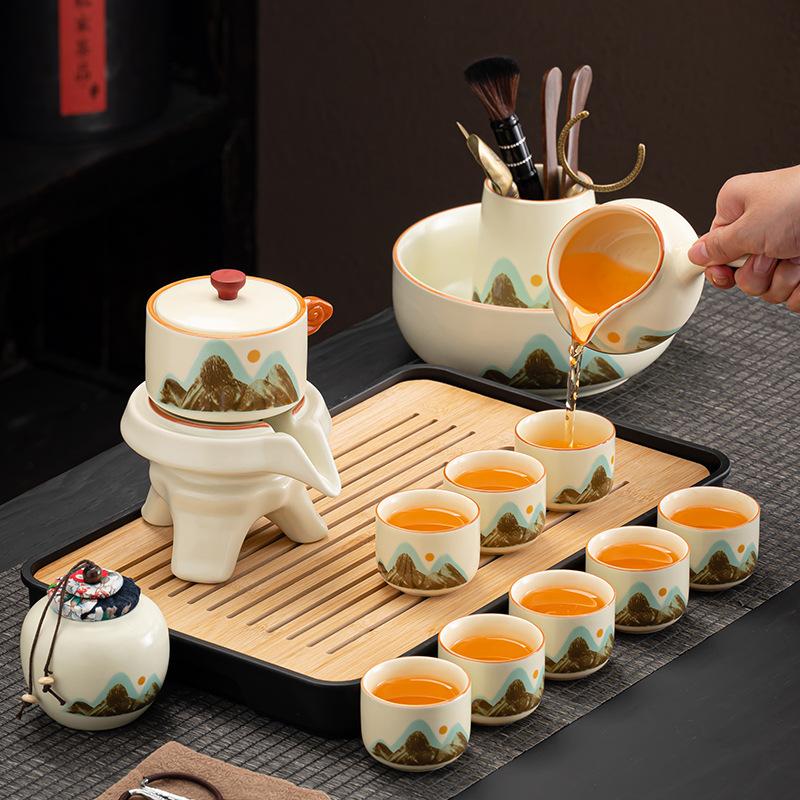 Ru kiln Qingshan lazy tea set, a full set of business kung fu tea set, office holiday gifts can be ordered