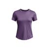Breathable Solid Color Casual Sports Round Neck Short Sleeve T-Shirt Women Tops Vintage-Purple 1373399-571