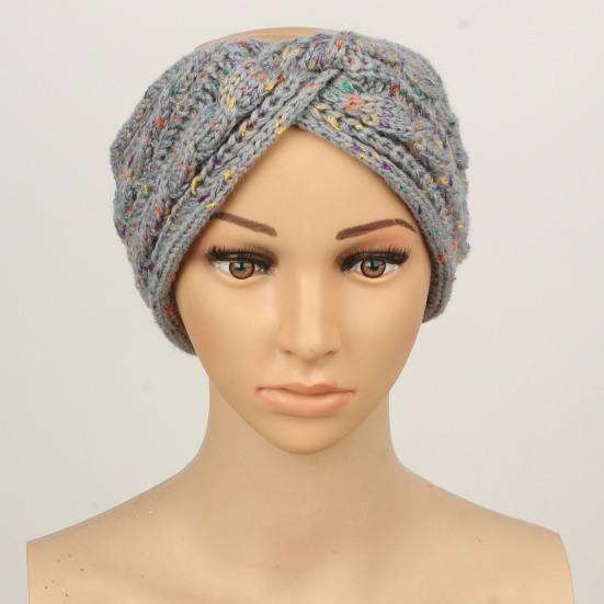 Повязка на голову Мягкая шерстяная вязаная повязка на голову с разноцветными точками Бархатная подкладка Теплая Дышащая Эластичная резинка для волос Аксессуары для волос