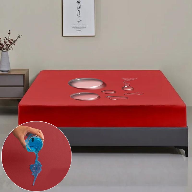 Всесезонный водонепроницаемый протектор матраса Мягкая полиэстеровая простыня с глубоким карманом 8 цветов Современная простыня на резинке Прочный наматрасник Постельное белье Покрывало