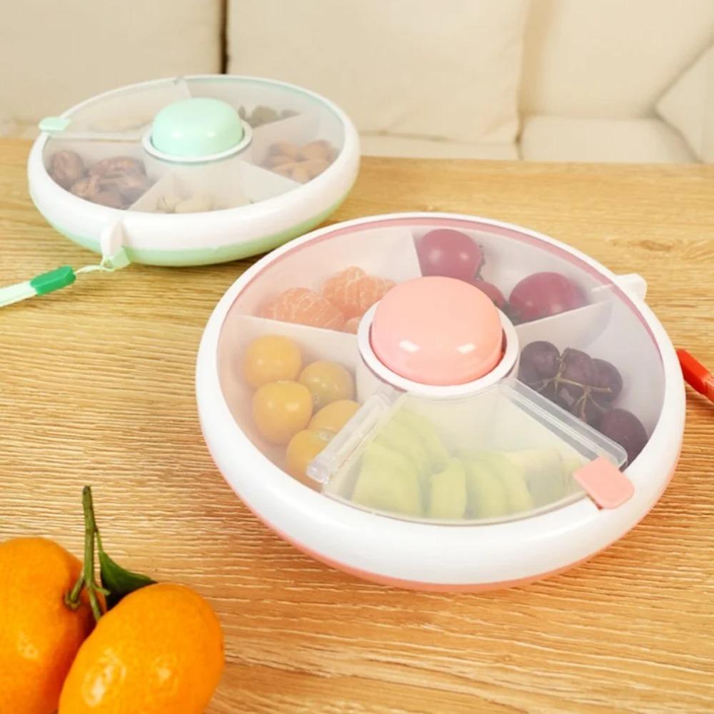 5 Compartments Rotating Snack Container Portable Snack Storage Box Divided Snack Box  Kids Snack