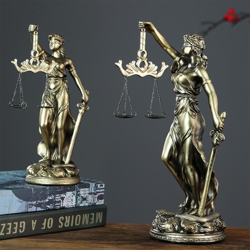 Скульптура Богини Правосудия Женщина-Закон с повязкой на глазах Фигурка из смолы Статуэтка Женщины-Справедливости с весами для адвокатов Декор Подарок