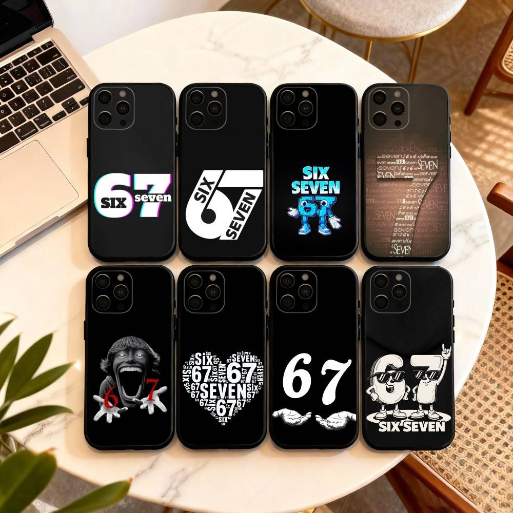 67 S-Six S-Seven Чехол для телефона для iPhone 17,16,15,14,13,12,11 Plus,Pro Max,XS,Мягкий силиконовый черный чехол