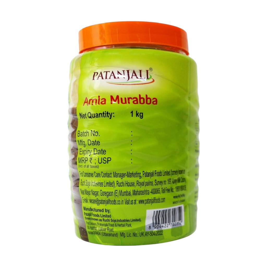 Patanjali Амла Мурабба 1 кг Сладкий консервированный фруктовый джем из крыжовника Традиционный индийский вкус Полезный вариант закуски