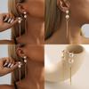 Stylish Pearl Long Earrings For Women Trendy Geometric Dangles Chain
