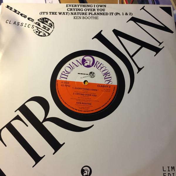 12-дюймовая пластинка KEN BOOTHE Everything I Own CLASSY3 1987 Ямайка Регги Ска Даб Б/у