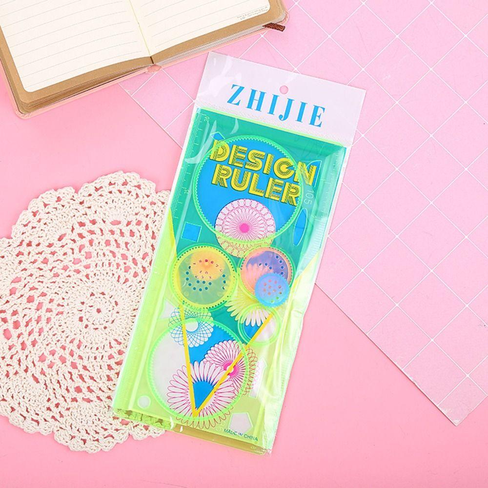 1 pc Spirograph Metric Ruler Multifunctional School Supplies Cartoon Measuring Too Student