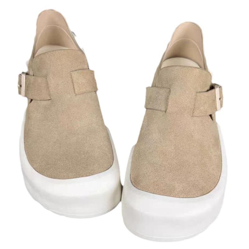 Женские нескользящие туфли Boken из коровьей замши с плоской подошвой и однотонным ремнем с пряжкой, удобные и повседневные тапочки