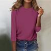 Shirt For Women's Fashion Casual Raglan Sleeve Round Neck 3/4 Sleeve Loose Solid Color T-Shirt Ladies Top