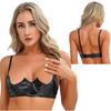 Plus Size S-5XL Push Up Bras Women's Wetlook Patent Leather Bra Top Lingerie Underwear