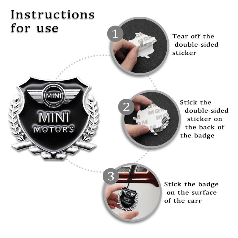 2Pcs 3D Metal Car Body Trunk Sticker Emblem For Mini Cooper R60 R61 F54 F55 F56 F60 R50 R52 R53 Badge Decal Decoration Accessory