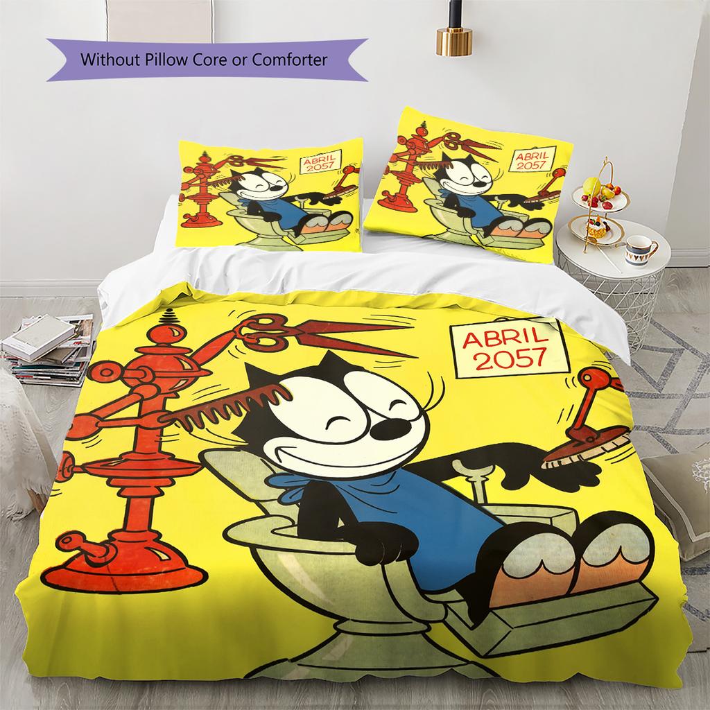 Felix the Cat  Pattern Bedding Quilt Set  Home Decoration  Gift (1 * duvet cover + 2 * pillowcase  without core)