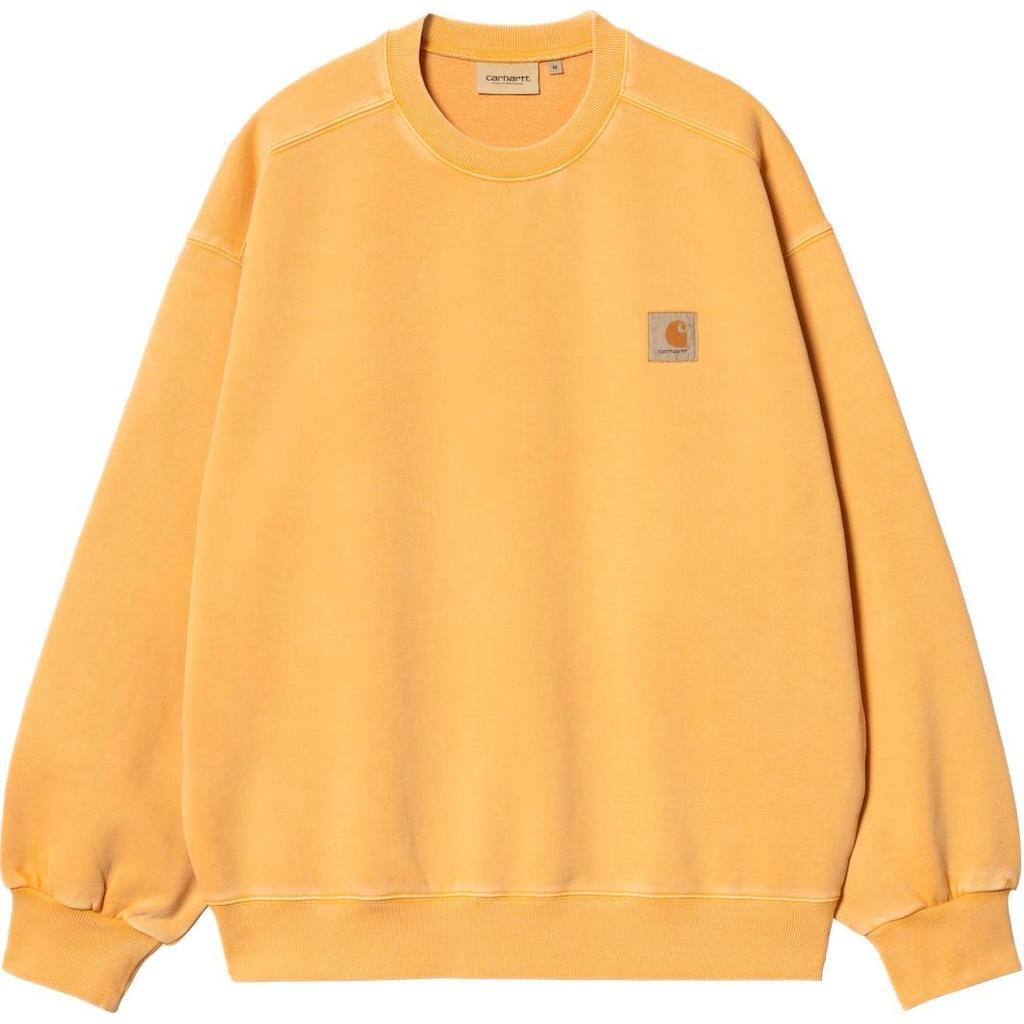Carhartt WIP Однотонная толстовка с логотипом, свободный крой, круглый вырез, спущенная линия плеча, длинный рукав, мужская толстовка, желтая, I029522-2BW-GD