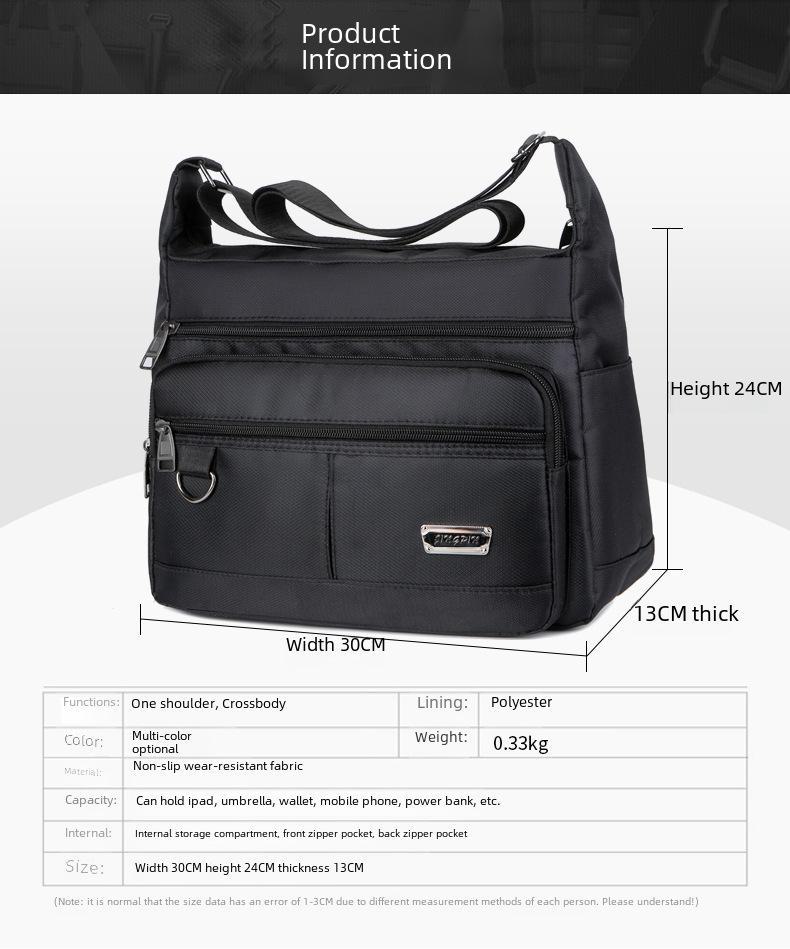 Мужская модная водонепроницаемая сумка-мессенджер большой вместимости - повседневный дорожный рюкзак из ткани Оксфорд