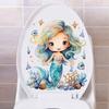 Creative Underwater World Mermaid Wall Stickers Waterproof PVC Self-adhesive Decals Vinyl Art Decoration Removable Toilet Lid Stickers Bathroom