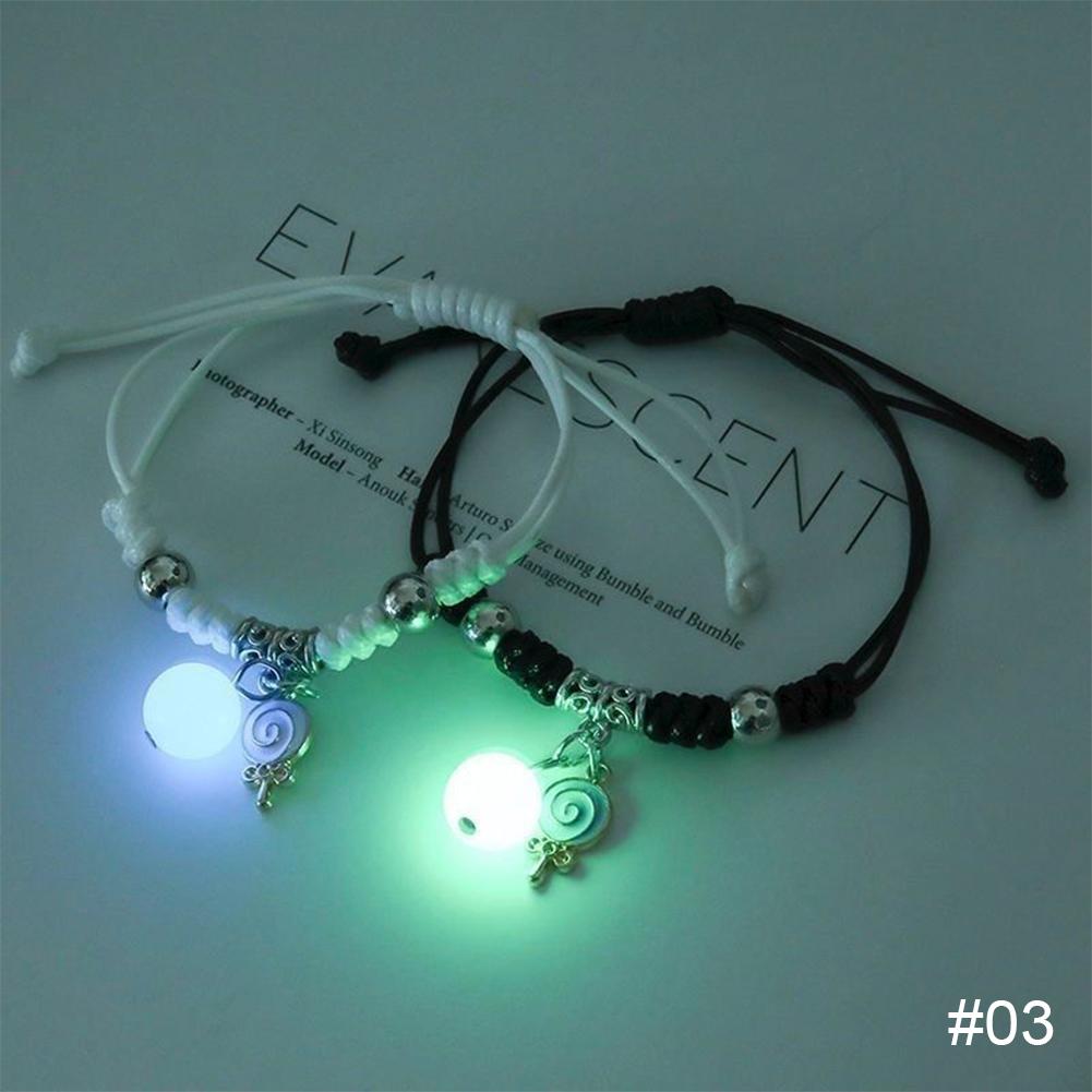 1 Pair Luminous Bracelet Fashion Alloy Hand Braided Bracelet Luminous Bracelet Jewelry Gift for Friends Lovers AVE