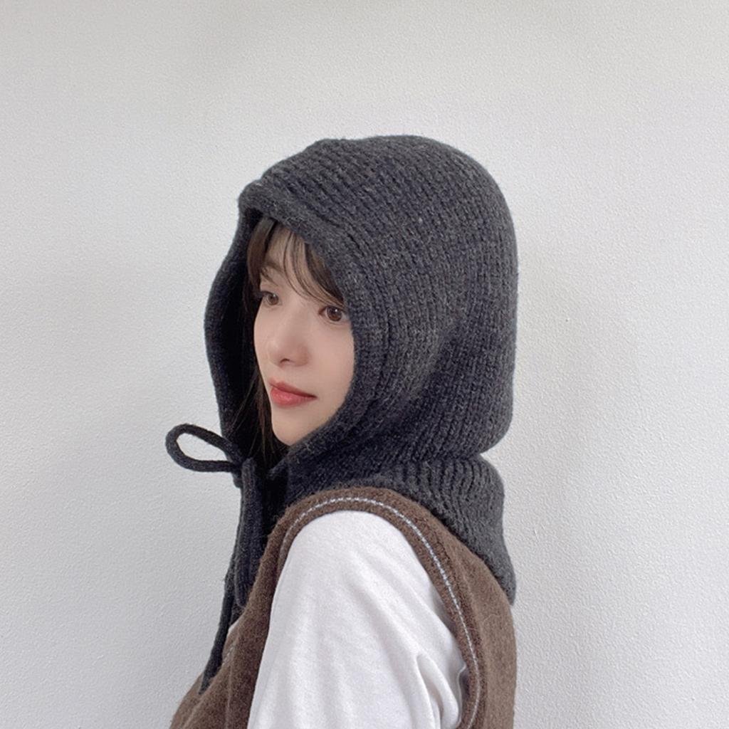 Вязаная шапка-худи для студентов, взрослых, ветрозащитная зимняя балаклава, шапка для защиты шеи с регулируемым размером, теплая шапка для велоспорта