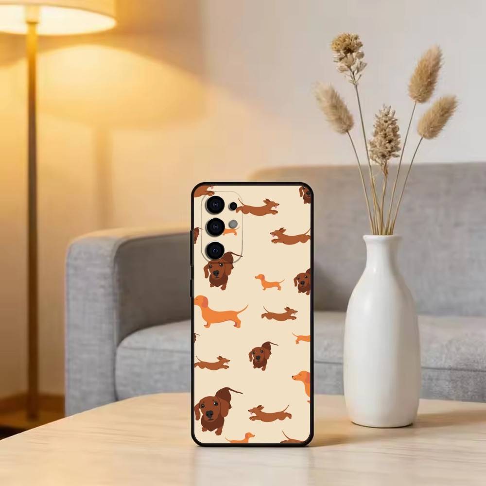 C-Милый C-Мультяшный D-Такса Чехол для Телефона Для Samsung S25,S24,S21,S22,S23,S30,Ultra,S20,Plus,Fe,Мягкий Силикон Черный Чехол