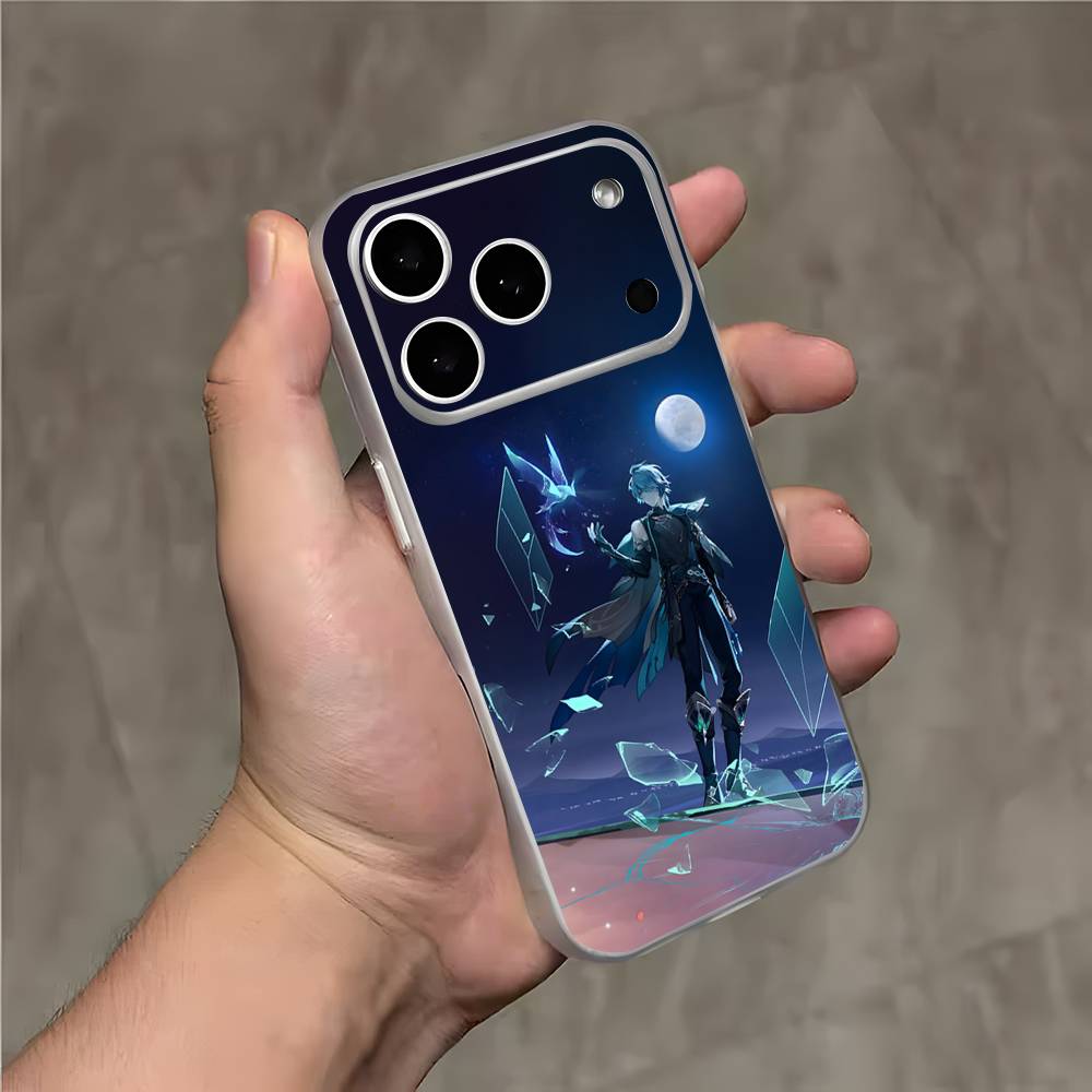 Прозрачный белый чехол для телефона Alhaitham Genshin Impact для iPhone 17,16,15,14,13,12,11,Pro,Max,Plus с магнитной беспроводной зарядкой