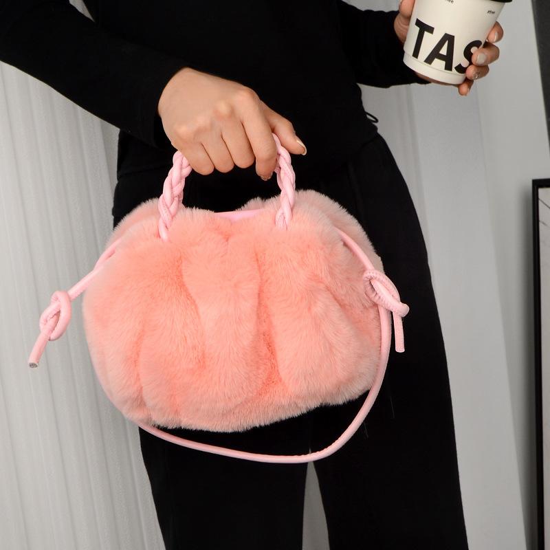 Многофункциональная меховая сумка через плечо, модная женская сумка-ведро, мягкие плюшевые сумки через плечо, модные сумки-облака из меха