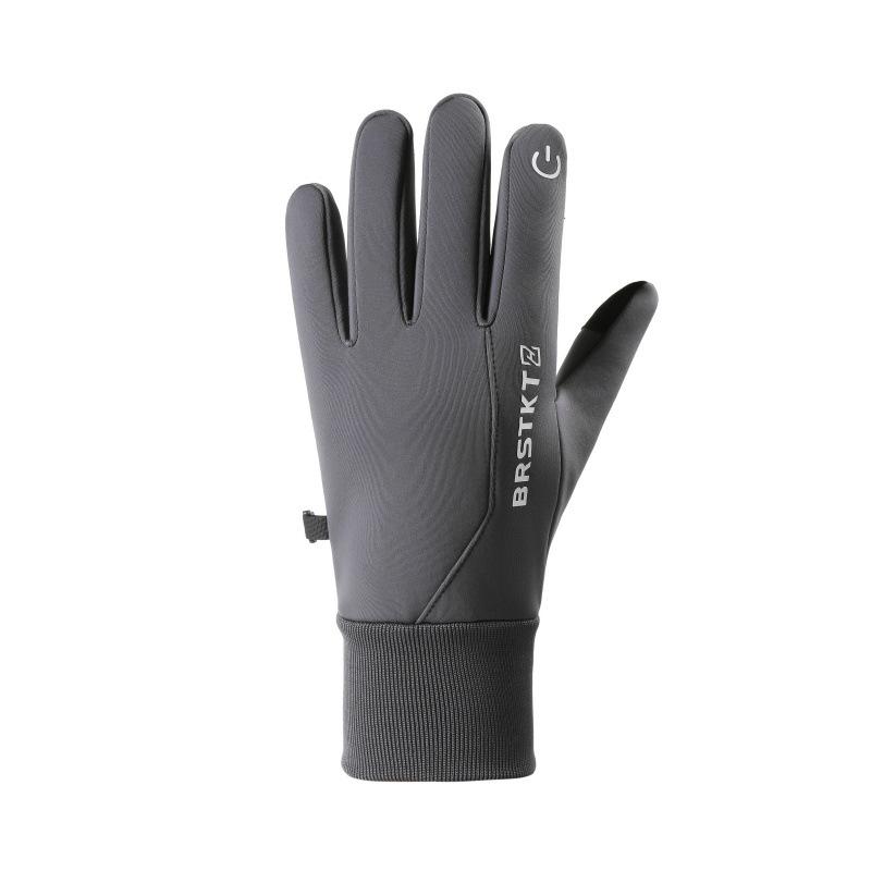 Men Winter Cycling Ski Gloves, Fleece Lined Warm Waterproof Anti-Slip Wear-Resistant Sports Gloves