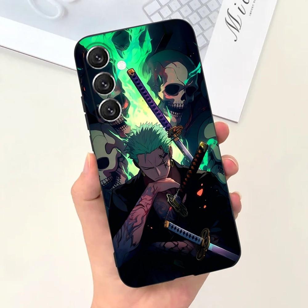 Чехол для телефона Аниме P-Pieces Зоро для Samsung S25,S24,S21,S22,S23,S30,Ultra,S20,Plus,Fe,Lite,Note,10,9,5G Черный