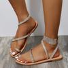 Women's Sandals New Sandals Women's Flat-bottomed Rhinestone Sandals Large Size Beach Shoes