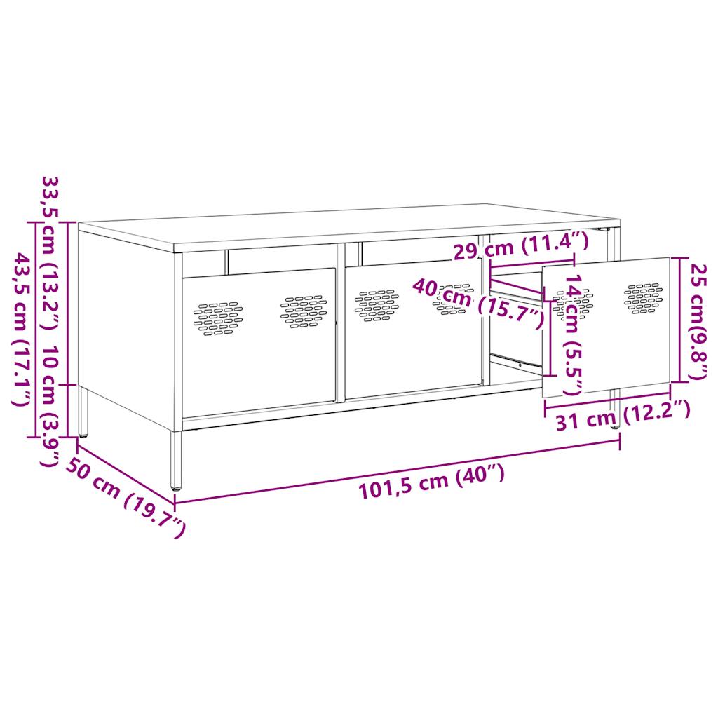 Coffee Table White 101.5x50x43.5 cm Cold Rolled Steel