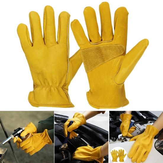 Cowhide Working Gloves Camping Gloves Waterproof Leather Gardening Gloves for Men Women Anti-slip Hand Protection for Yardwork