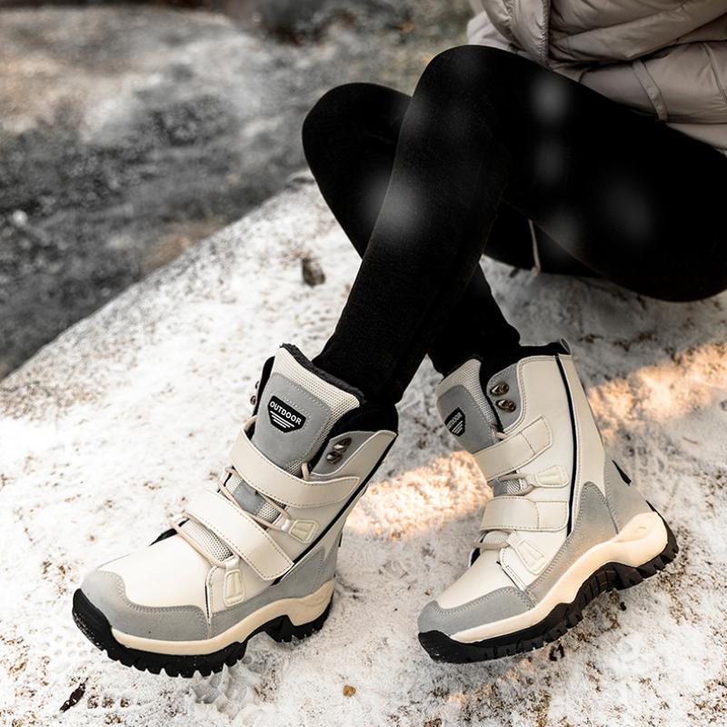 Модные женские ботинки средней длины 2024 года, зимняя обувь из толстого хлопка, теплые зимние ботинки, толстая подошва, нескользящая, износостойкая женская обувь