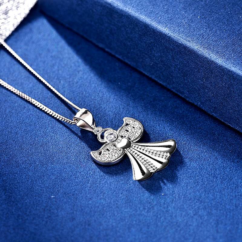 Аксессуар S925 Sterling Silver Angel Wings Подвеска Модное изысканное ожерелье с крыльями циркона