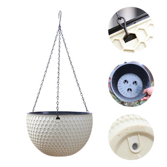 Подвесная корзина для цветов, имитация сот, самопоглощение воды, водонепроницаемая уличная вешалка для растений из смолы для сада