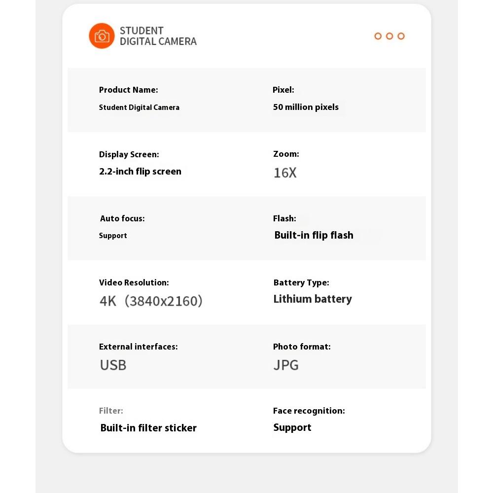Студенческая цифровая камера высокого разрешения Ретро CCD Кампус Начальный уровень Путешествия Влог Карта Микрооднообъективная с обратной связью