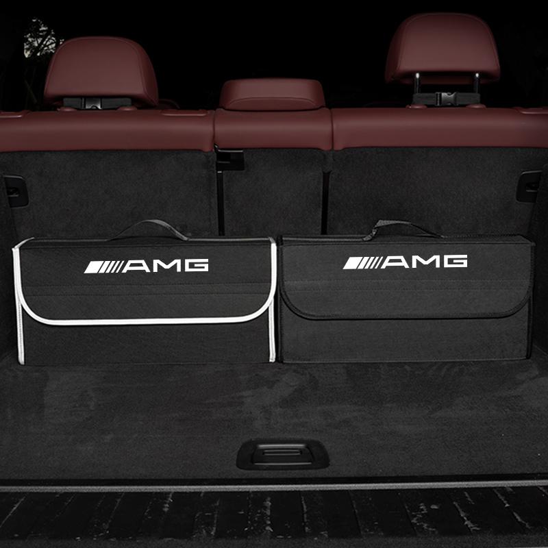 AMG Car Trunk Organizer Box Large Capacity Folding Storage Bag For Mercedes Benz AMG A B C E G W204 C260 E300L A200L GLC300 CLA