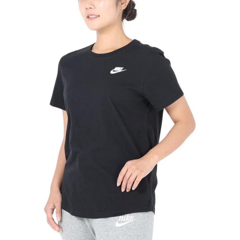 Nike Спортивная футболка с вышитым логотипом, с круглым вырезом, с коротким рукавом, женская, черная DX7903-010