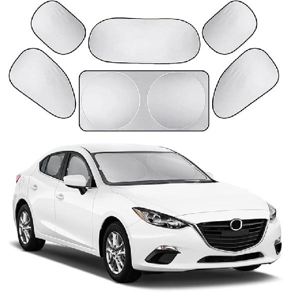 Foldable Car Windshield Sun Shade, Bonus Steering Wheel Sun Shield To Block UV Rays Keep Your Vehicle Cooler, Easy To Use Car Interior Accessories