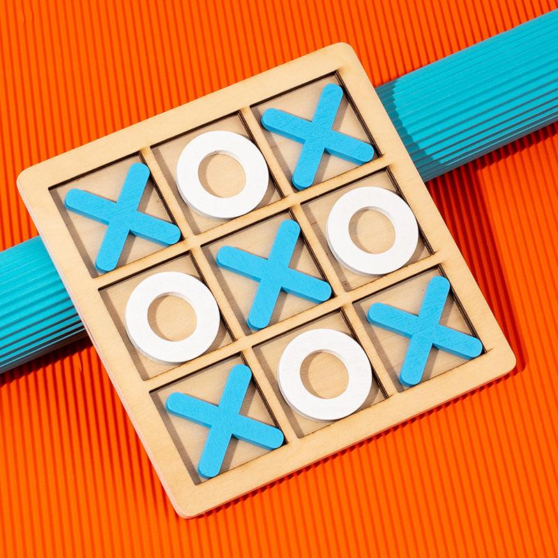 Cross-border Wooden Tic-Tac-Toe Toy: Interactive Parent-Child Tabletop Game with 9-Square Grid