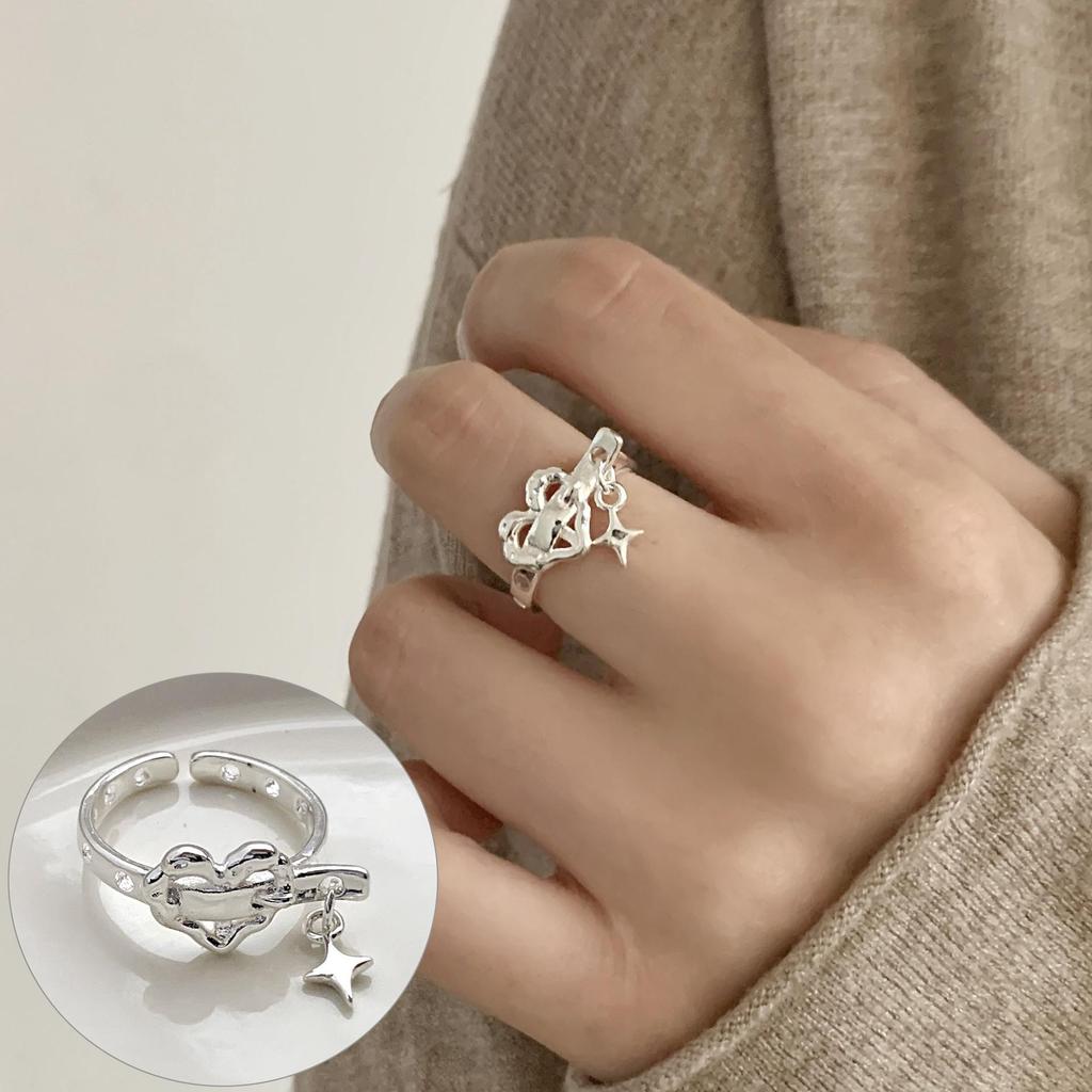 Женское ретро черное овальное геометрическое разомкнутое кольцо - Универсальное модное украшение на указательный палец