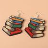Деревянные серьги с радужной книгой, подарок на выпускной для учителя книги по искусству