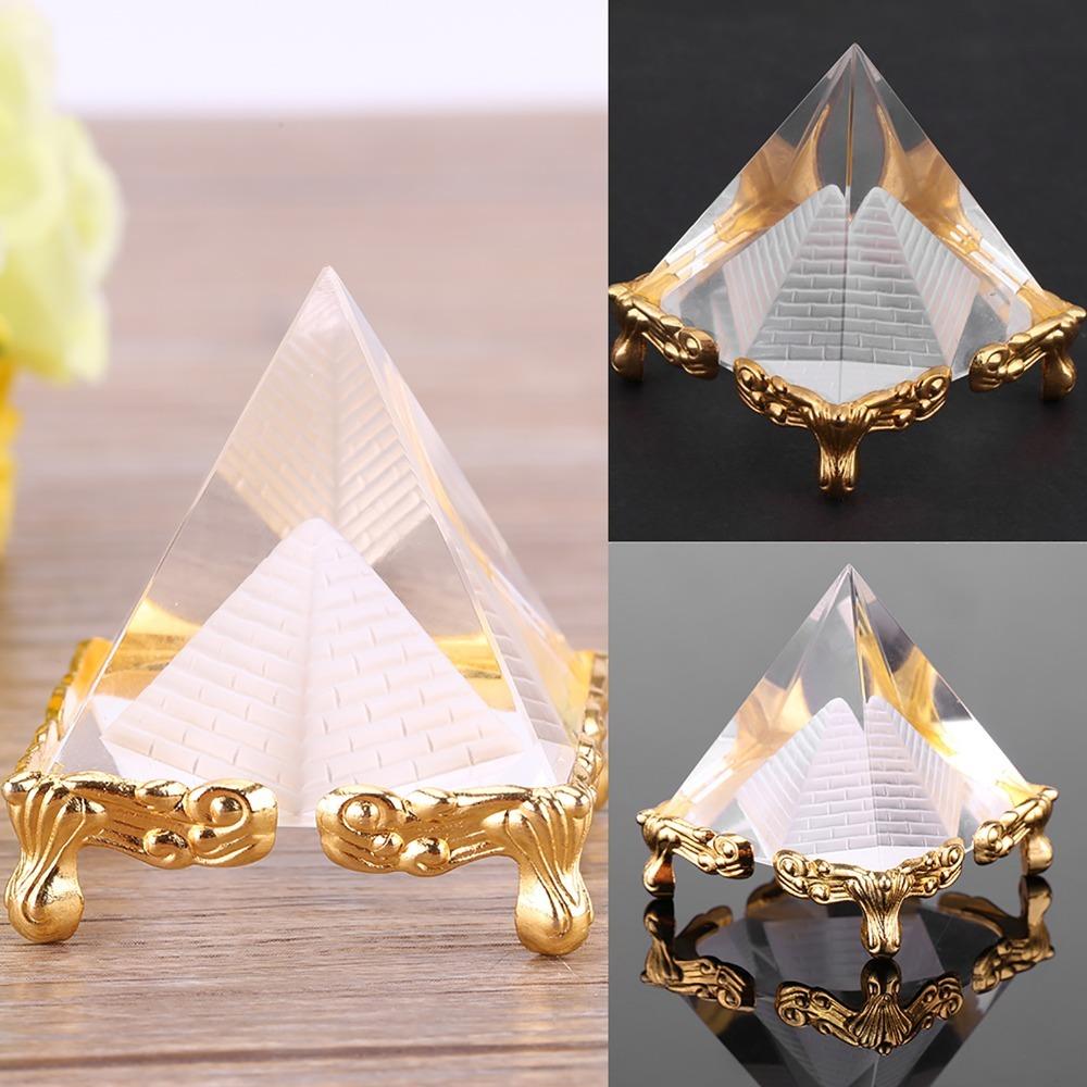 Glass Crystal Pyramid Paperweight Egyptian Meditation Crystal Pyramid Spiritual Decor