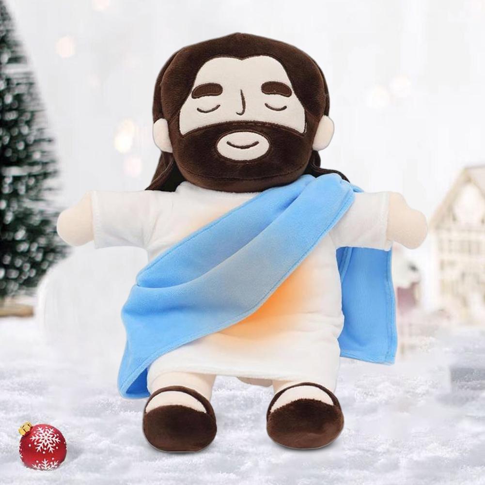 32cm Breath Jesus Soothes Plush Toy Soft Soothing Savior Doll Plushies Comforting Jesus Heart Toy Easter Christmas Gifts for Kid