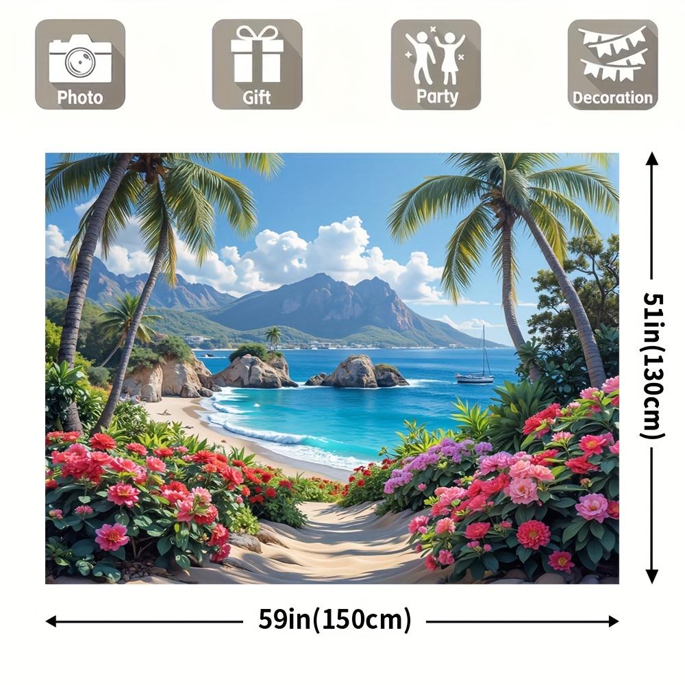 1pc sea-view polyester banner multi-purpose no electricity required for bedroom office living room and home decoration