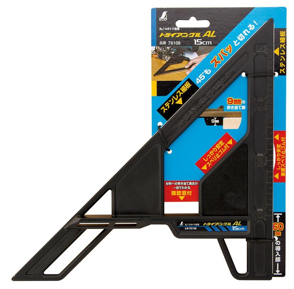 Shinwa Sokutei Направляющая для циркулярной пилы Треугольник AL 15см 78108 Алюминиевая с противоскользящим резиновым упором 9мм Черная