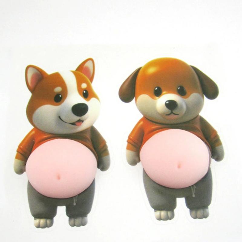 2Pcs 3D Belly Pinching Stickers Creative Cartoon Anti-Collision Car Decoration Stickers Pp Butt Sticker Shiba Inu Dog Decoration
