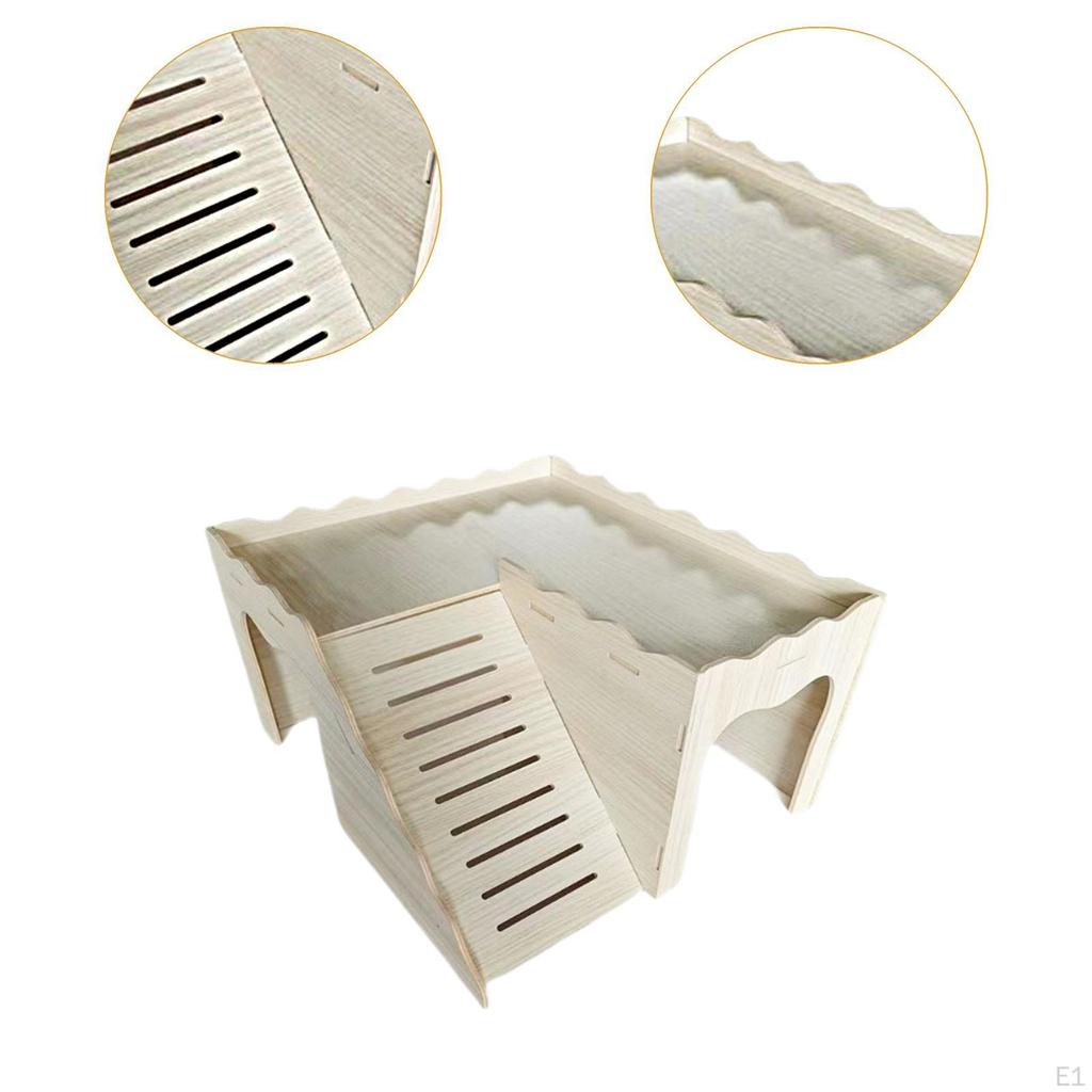 Wooden Guinea Pig Hideout Hamster Cage Hide and Seek Climbing Toy House