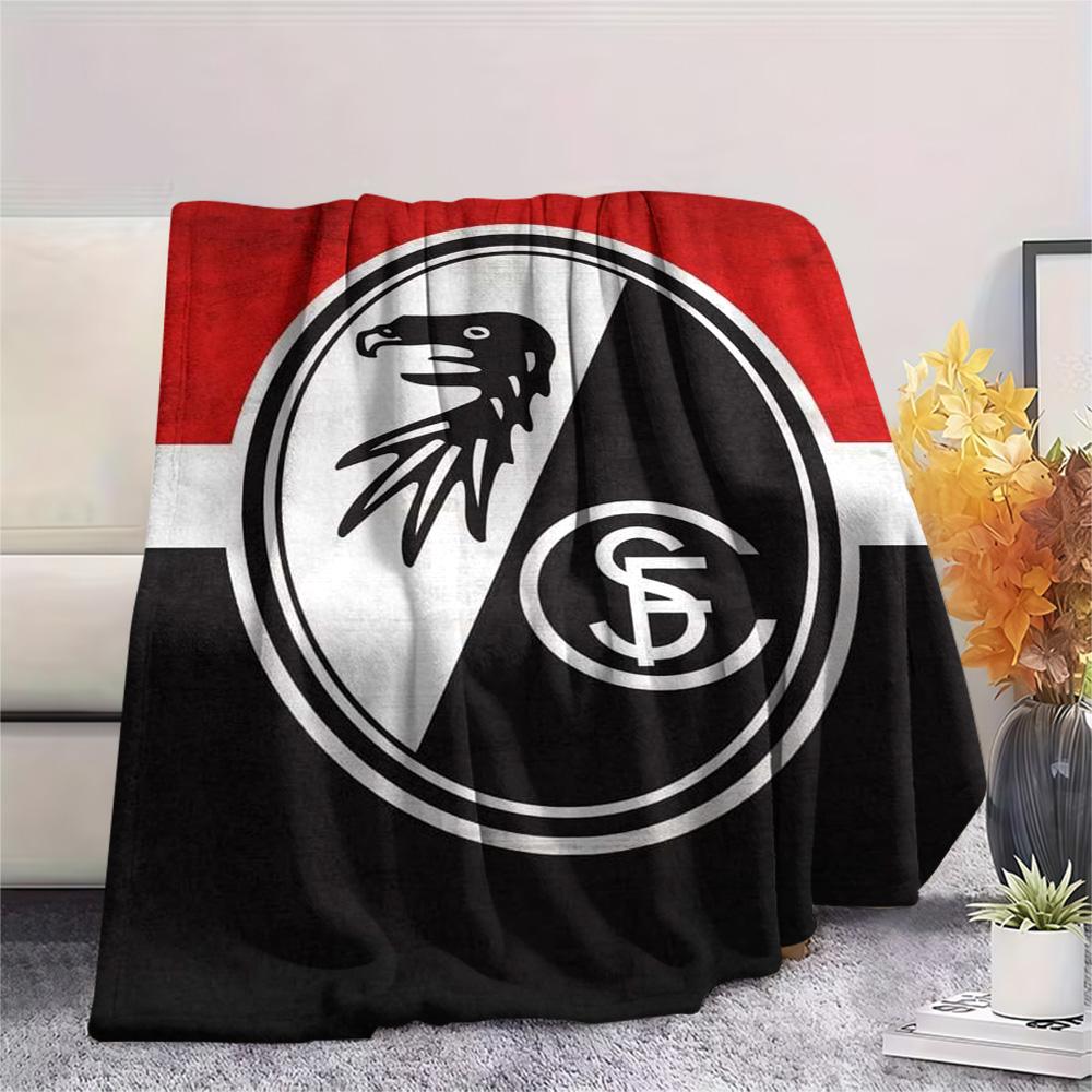 1Pc SC Freiburg Print Flannel Blanket High Quality Warm Comfortable Cover for All Seasons Perfect for Gifts Home Decor