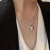 925 Sterling Silver Geometric Love Heart Zircon Chain Necklace Female Party Jewelry