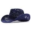 Wide Brim Western Cowboy Hat Sun Protection Jazz Hat Fashion Straw Cap Outdoor
